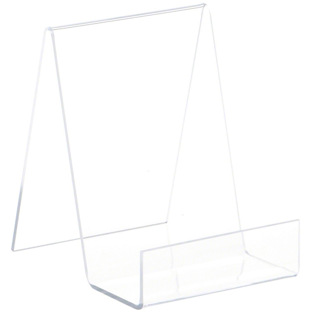 Plymor Clear Acrylic Flat Back Display Easel With 2" Box Ledge, 5.5" H x 4" W x 5" D